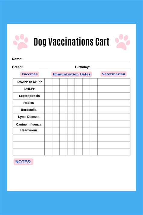 Dog Vaccine Record Printable